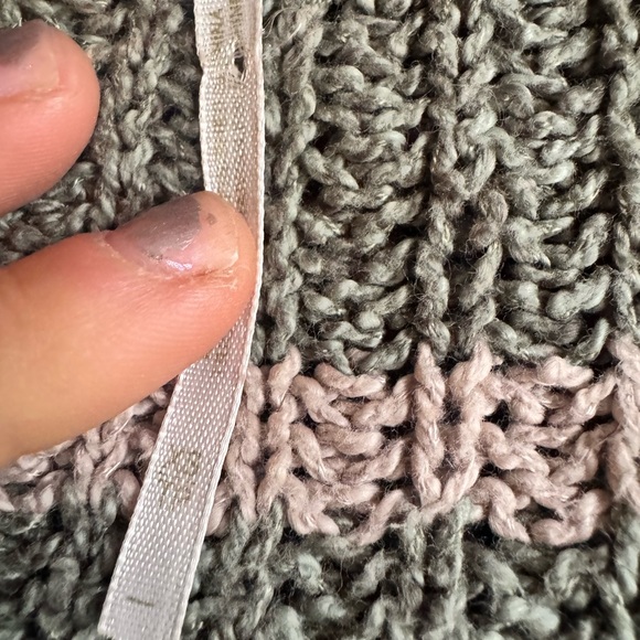 Free People Loose Knit Olive Green Striped Women's Sweater - Picture 3 of 12